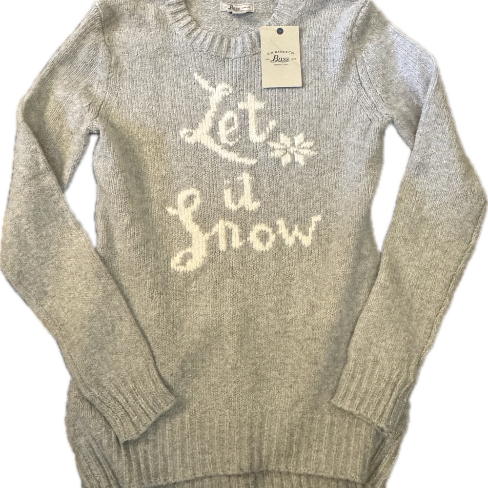 NWT Bass “Let It Snow” Gray Sweater